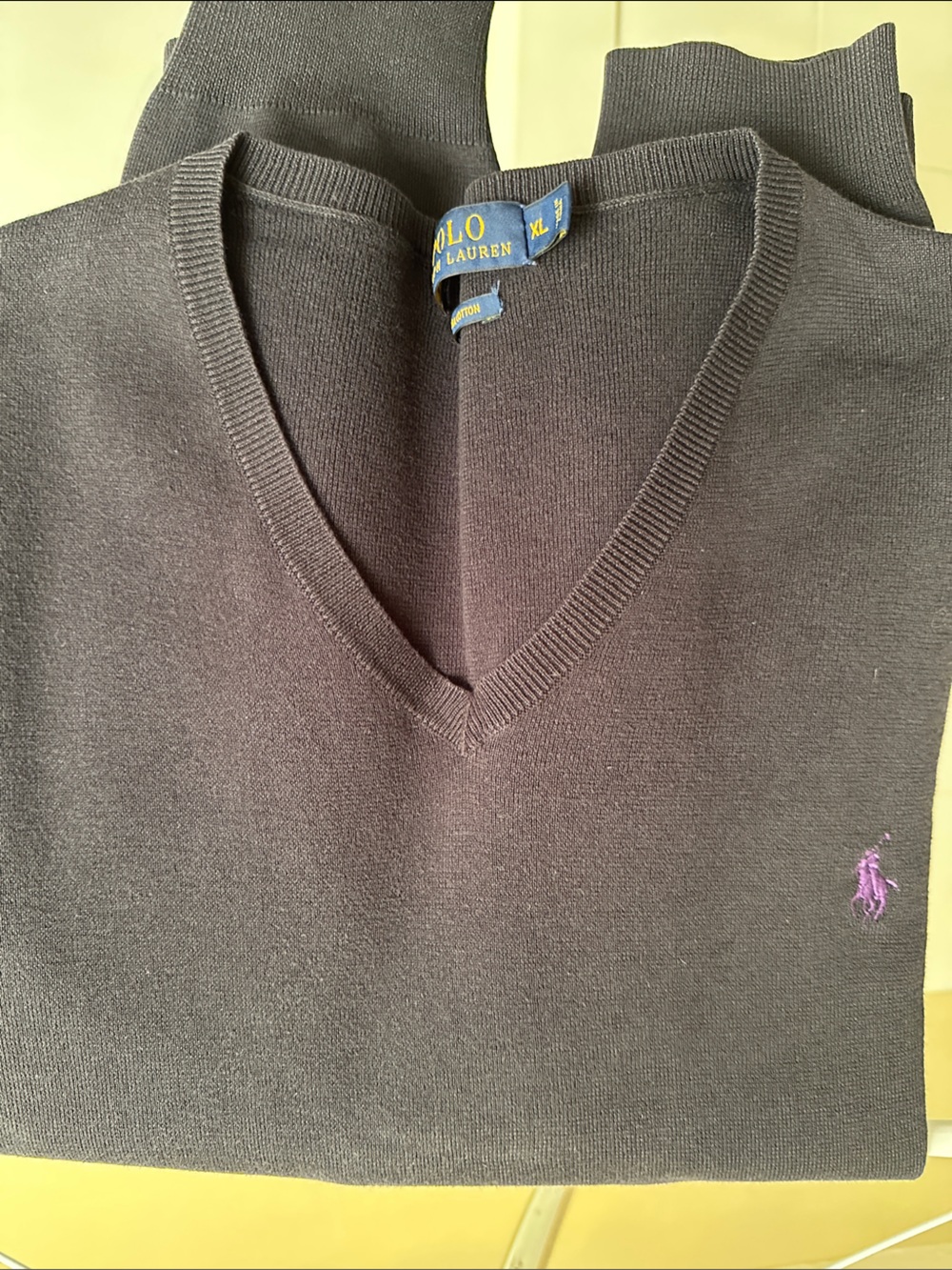 Polo Ralph Lauren Dark Blue  Knit Sweater with Purple  Logo